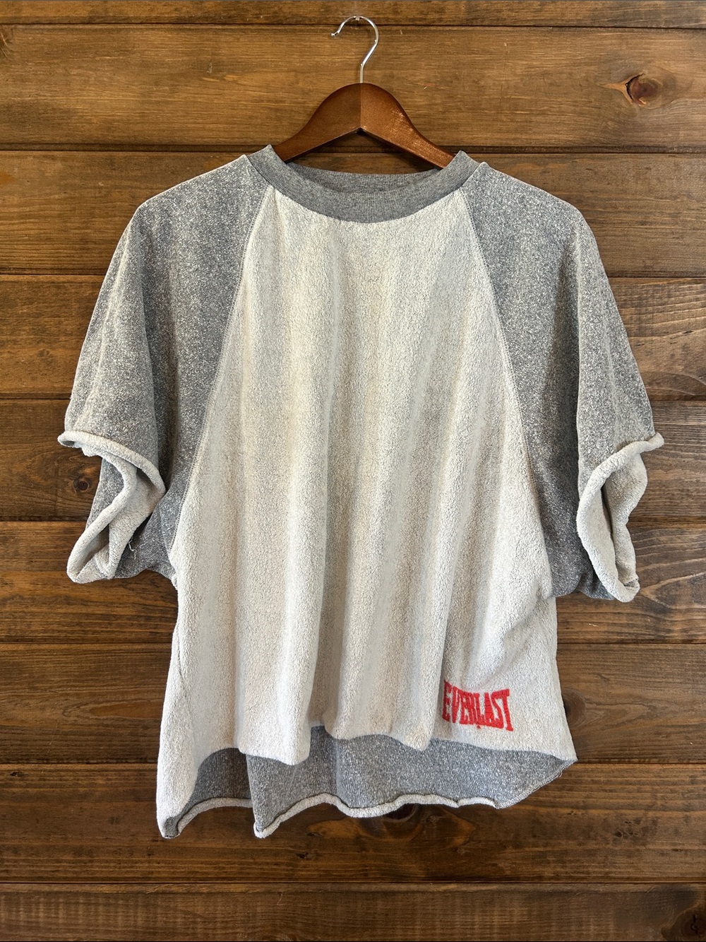 Everlast Cream & Gray Raglan Muscle Tee with Red Logo